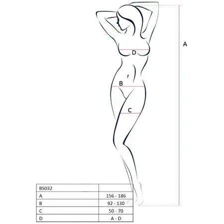 Passion BS032 Bodystocking Black - Elegant Fishnet, One Size