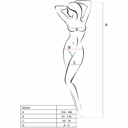 Passion BS020 Bodystocking Black - Elegant Fishnet Design, One Size