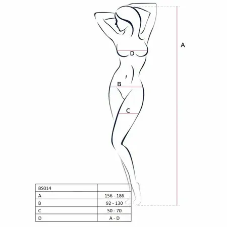 PASSION BS014 Red Fishnet Bodystocking - One Size, Open Design