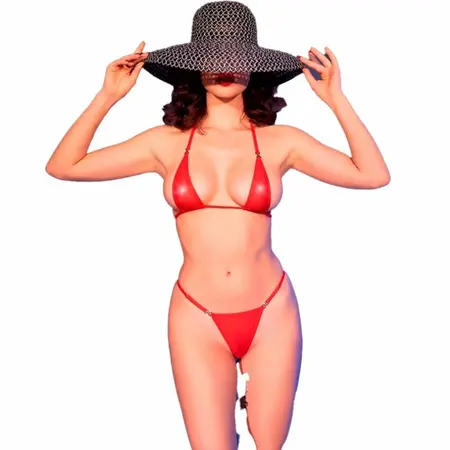 Chilirose CR 4840 Micro Bikini Red S/M - Shimmering Tulle & Jewel Accents