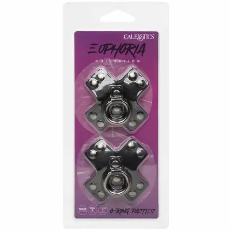 CalExotics Euphoria O-Ring Black Nipple Shields - Reusable, 7.5 cm