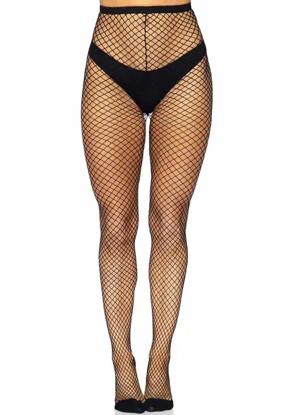 Elastane Fishnet Pantyhose Classic Black Mesh, One Size