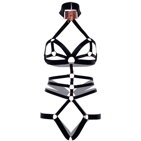 Leg Avenue Body Harness Elastic Adjustable with Rose Gold Accents One Size
