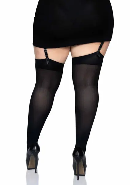Plus Nylon Thigh Highs Over The Knee Stockings Black 1X-3X Leg Avenue