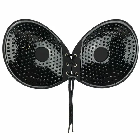 Bye Bra Round Lace-It Adhesive Bra Black Cup E - Invisible Strapless Solution