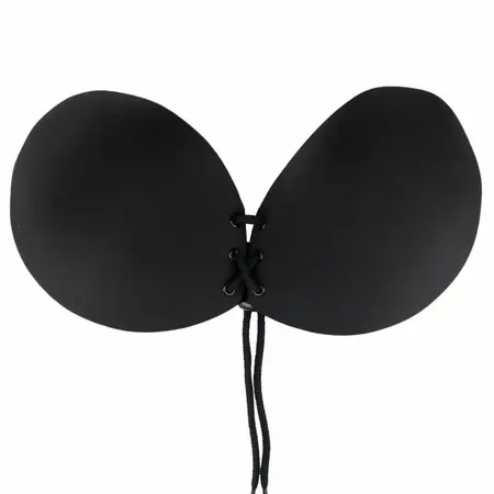 Bye Bra Round Lace-It Adhesive Bra Black Cup E - Invisible Strapless Solution