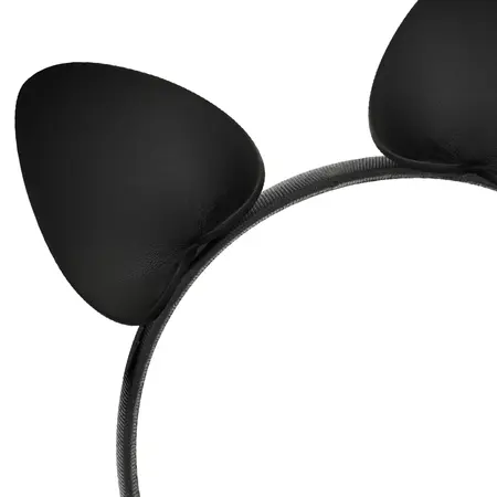 Coquette Chic Desire Vegan Leather Cat Ear Headband - Black, Adjustable