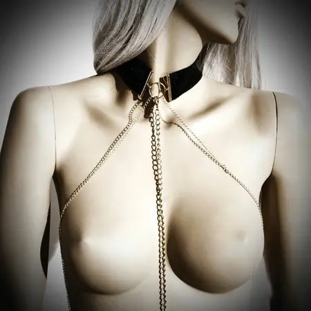 Bijoux Indiscrets Desir Metallique Black Adjustable Mesh Choker & Chain