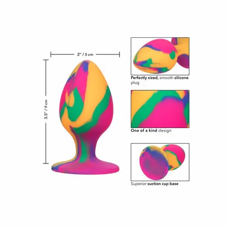 CalExotics Cheeky Large Plug Tie-Dye Silicone, Suction Cup, 9 cm