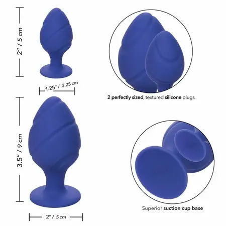 CalExotics Cheeky Silicone Plug Purple Waterproof Two Sizes