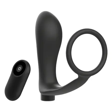Addicted Toys Black Rechargeable Anal Plug & Ring Set with Remote Control