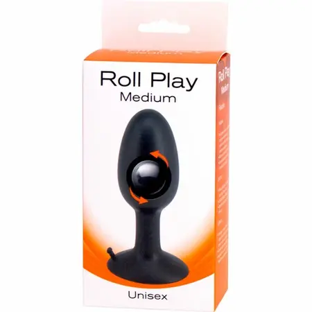 Roll Play силиконов анален разширител, черен, среден, 10 см