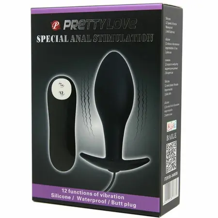 Pretty Love Anchor Shape Silicone Plug 12 Vibration Modes Black 85mm