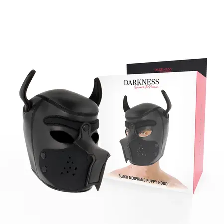 Darkness Neoprene Dog Mask L - Adjustable Removable Muzzle Black/Red
