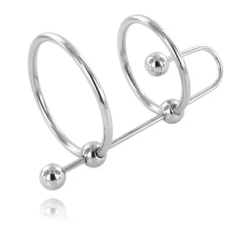 Metal Hard Steel Dual Ring & Urethral Stopper System 28/32 mm