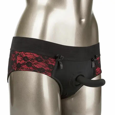 CalExotics Scandal S/M Crotchless Panty Set with Silicone Accessory Black