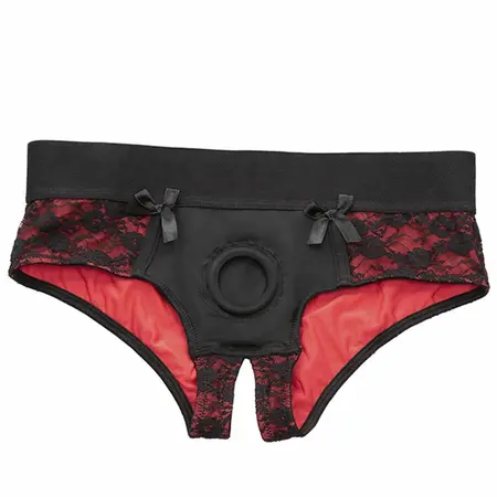 CalExotics Scandal S/M Crotchless Panty Set with Silicone Accessory Black