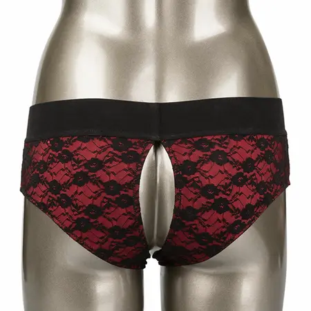 CalExotics Scandal S/M Crotchless Panty Set with Silicone Accessory Black