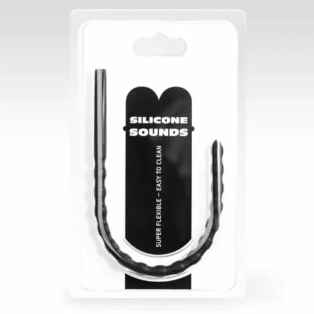 All Black Silicone Urethral Sound 24 cm - Flexible 6/8 mm Medical-Grade Probe
