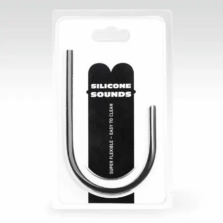 All Black Silicone Urethral Probe 24cm x 8mm - Flexible Medical-Grade Model