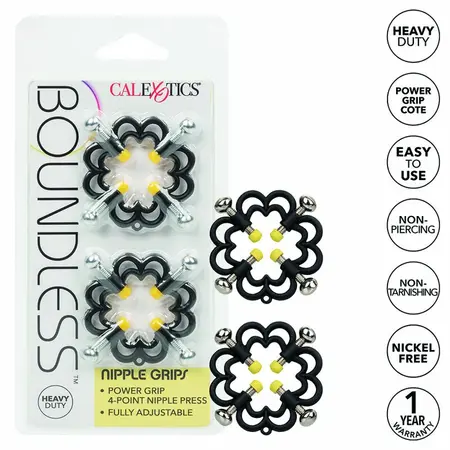 CalExotics Boundless Adjustable Nipple Grips - 4-Point Metal Clamps, 2 pcs