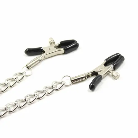 OHMAMA Fetish Adjustable Metal Nipple Clamp Set with Chains, 4-Piece