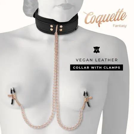 Coquette Chic Desire Vegan Leather Collar with Adjustable Chain Clips