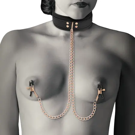 Coquette Chic Desire Vegan Leather Collar with Adjustable Chain Clips
