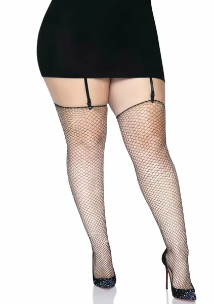 Leg Avenue Brielle Rhinestone Fishnet Stockings Plus Size Black