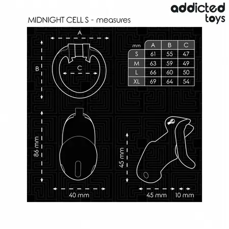 Addicted Toys Locked Midnight Cell Chastity System S 4.8 cm Black