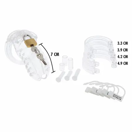 Hidden Desire Extreme Acrylic Adjustable Chastity System Clear 7.6 cm