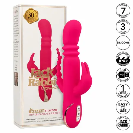 CalExotics Jack Rabbit Signature Heated Silicone Triple Fantasy Pink