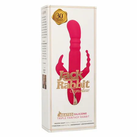 CalExotics Jack Rabbit Signature Heated Silicone Triple Fantasy Pink