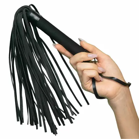 CalExotics Nocturnal Leather Flogger Black - Precision Handle & Soft Straps