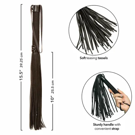 CalExotics Nocturnal Leather Flogger Black - Precision Handle & Soft Straps