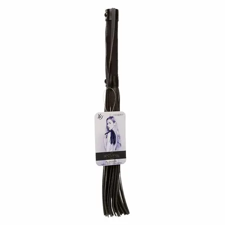 CalExotics Nocturnal Leather Flogger Black - Precision Handle & Soft Straps