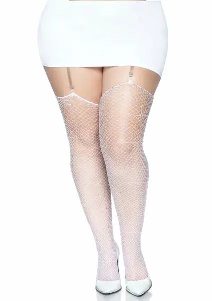 Brielle мрежести чорапи с кристали, черни, XL – модел 2