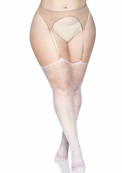 Brielle мрежести чорапи с кристали, черни, XL – модел 2