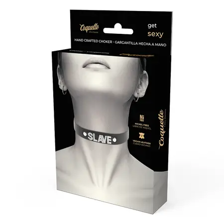 Coquette Chic Desire Vegan Leather Adjustable Black Choker - Unisex One Size
