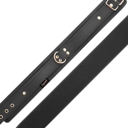 Coquette Chic Desire Vegan Leather Collar with Metal Chain, Black