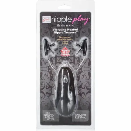 CalExotics Heated Nipple Teasers Black - Adjustable Vibrating System
