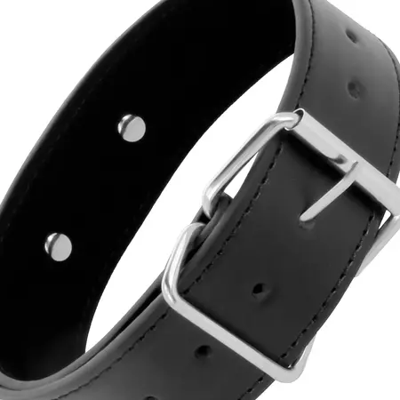 Darkness Collar Model 8435565904135 with Leather Chain - Adjustable, Padded, Black