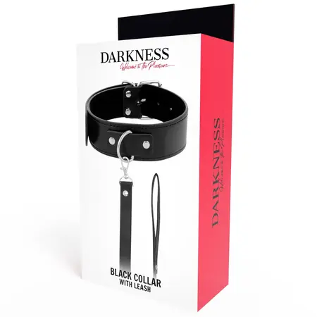 Darkness Collar Model 8435565904135 with Leather Chain - Adjustable, Padded, Black