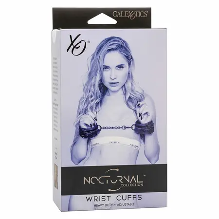 CalExotics Nocturnal Adjustable Wrist Cuffs Black - Double-Stitched Leather