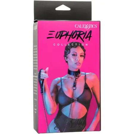 CalExotics Euphoria Adjustable Collar with Detachable Metal Chain, Black