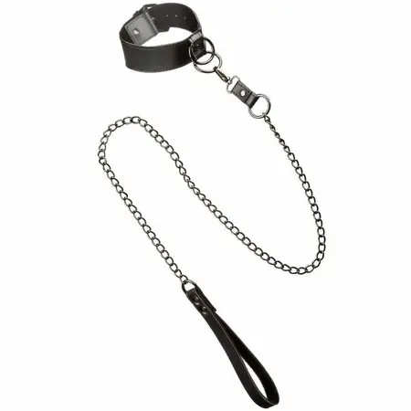 CalExotics Euphoria Adjustable Collar with Detachable Metal Chain, Black