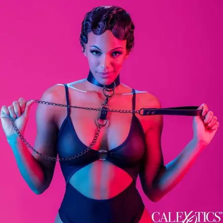 CalExotics Euphoria Adjustable Collar with Detachable Metal Chain, Black