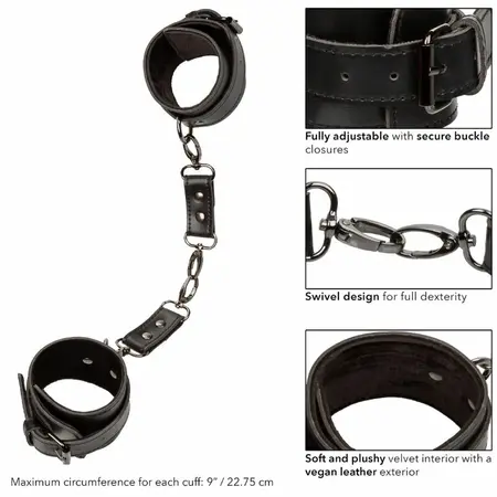 CalExotics Euphoria Adjustable Velvet & Vegan Leather Wrist Restraints