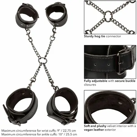 CalExotics Euphoria Adjustable Hog Tie System, Vegan Leather, Black