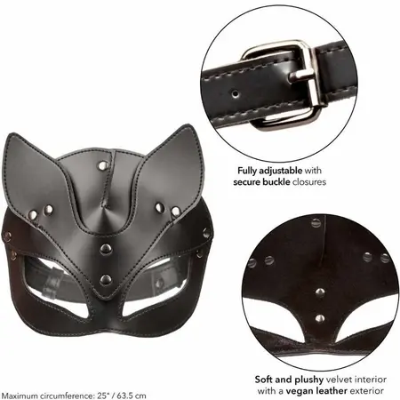 CalExotics Euphoria Cat Mask - Vegan Leather, Velvet Lined, Adjustable Fit